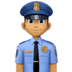 👮🏽‍♂️ man police officer: medium skin tone display on Facebook